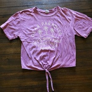 Ladies Crop Tie-front Tee